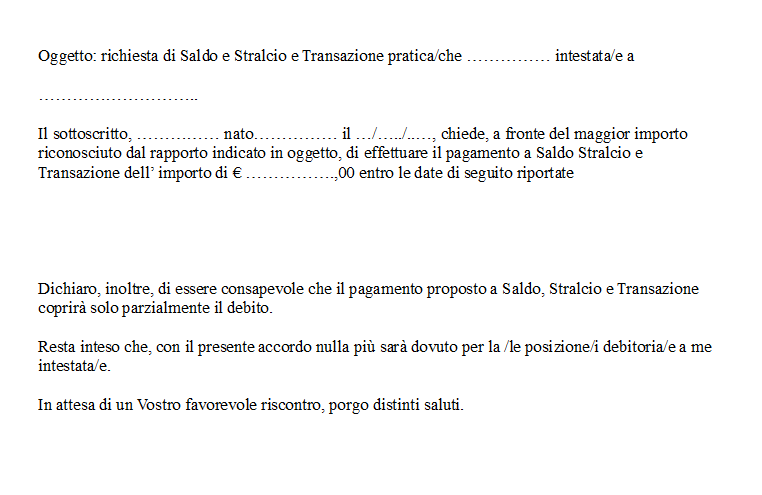 Fac Simile Proposta Saldo e Stralcio Word e PDF