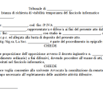 Fac simile istanza di visibilità fascicolo telematico