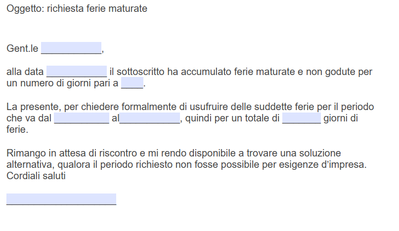 Modulo di Richiesta Ferie Word e PDF