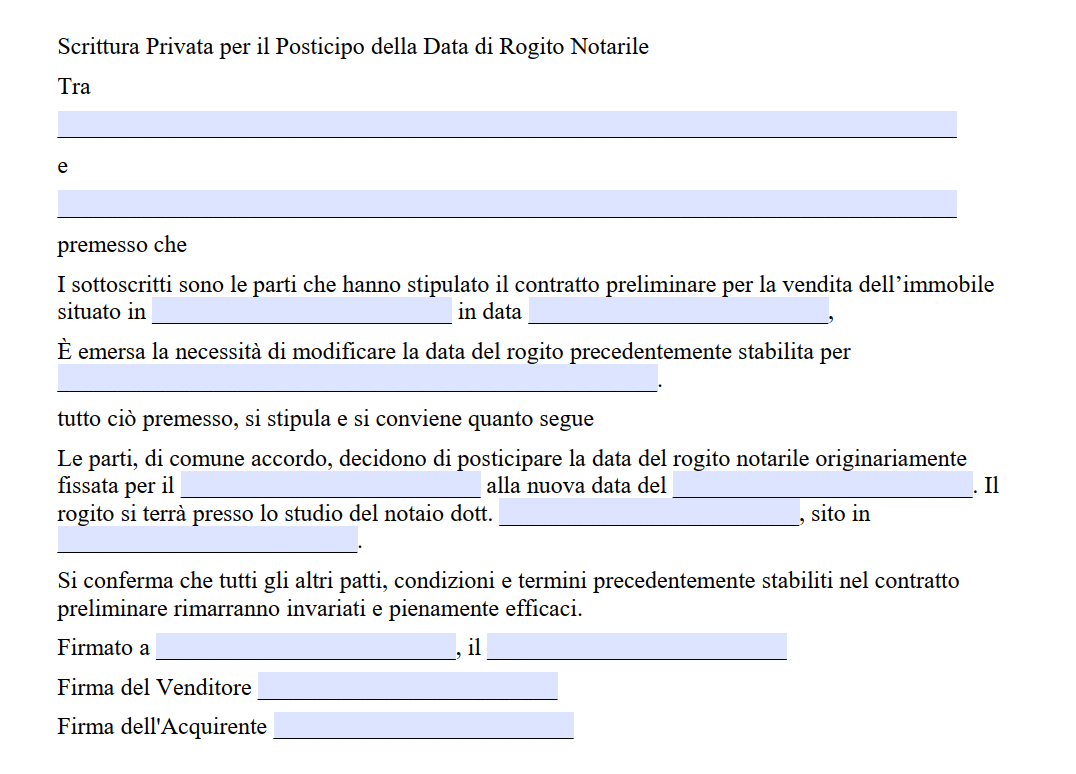 Scrittura privata proroga data rogito