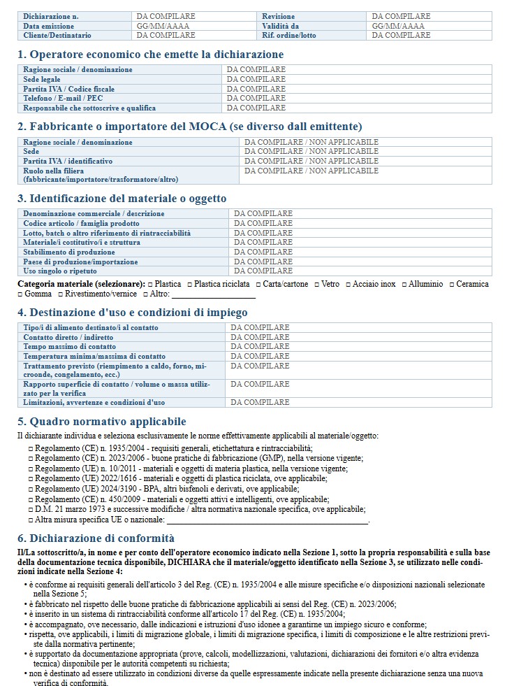Dichiarazione di Conformità MOCA