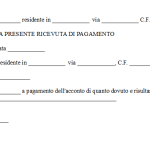 Fac simile ricevuta per acconto denaro Word e PDF