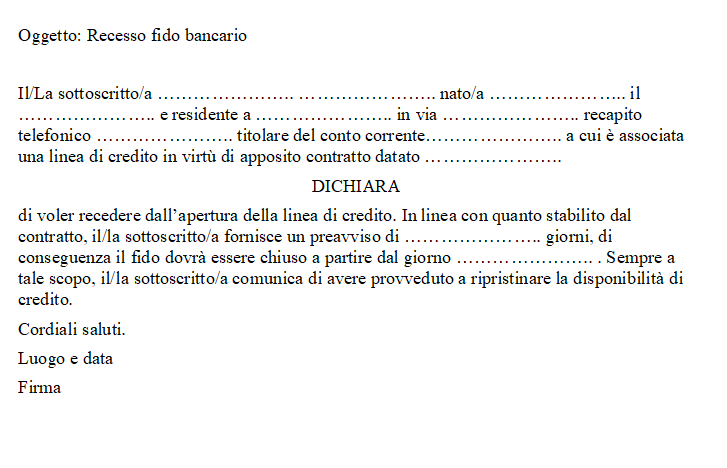 Revoca Fido Bancario Fac Simile Word E PDF E Guida Alla Compilazione