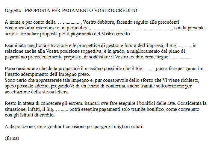 Fac Simile Proposta di Piano di Rientro Word e PDF