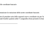 Lettera comunicazione cambio coordinate bancarie