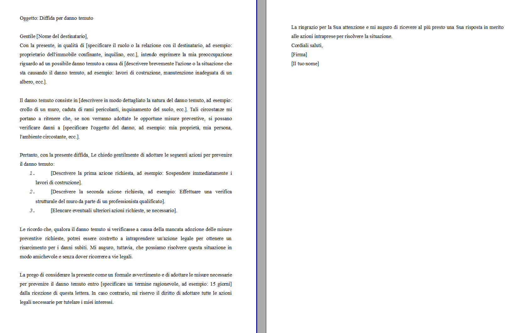 Diffida per Danno Temuto