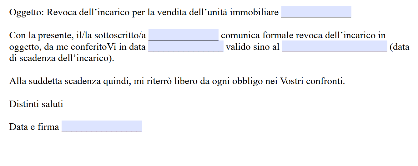 Modulo Disdetta Agenzia Immobiliare