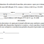 Modulo dichiarazione di conformità macchine e attrezzature