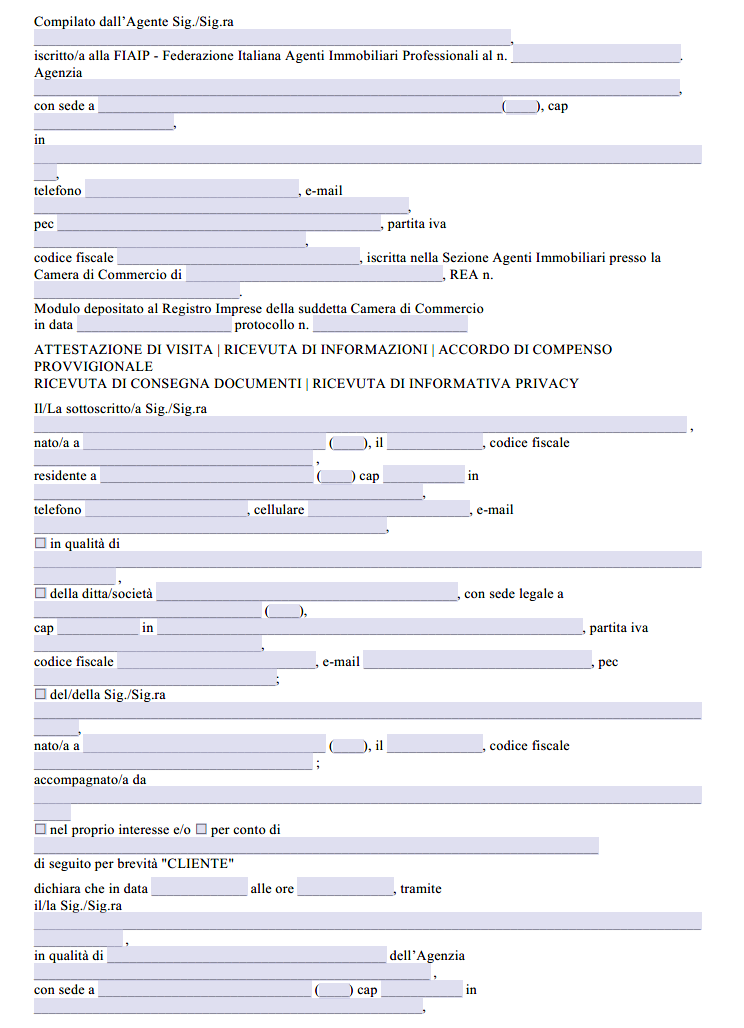 Modello Foglio Visita Immobiliare