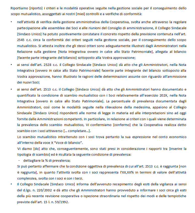 Relazione Annuale sul Carattere Mutualistico della Cooperativa