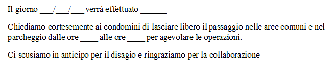 Avviso di non parcheggiare